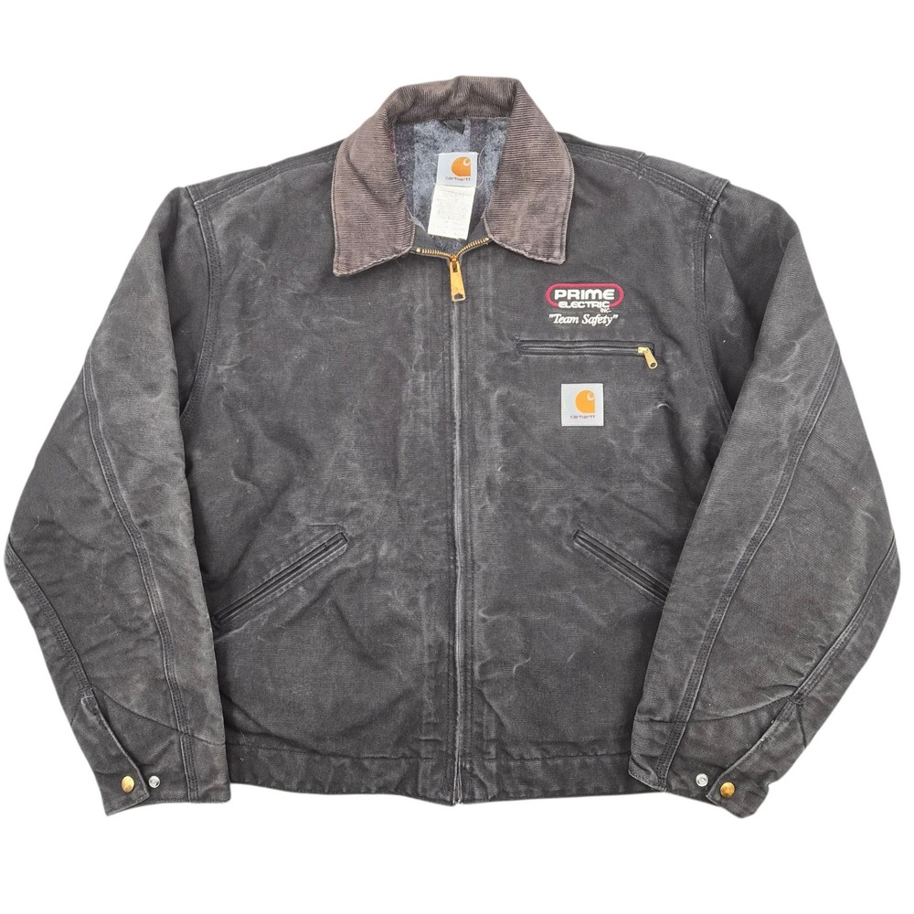 Vintage Carhartt J01 BLK Detroit Jacket Black Blanket Lined USA Mens 44 Regular